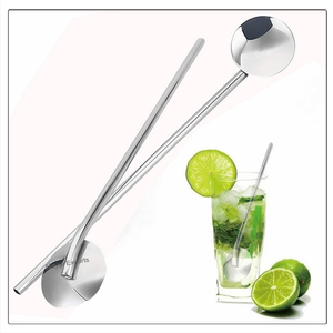 Eco-Friendly Stainless Steel Dual <b>Metal</b> Bar Spoon Cocktail Shaker Brush <b>Straw</b>-Premium Drinkware Accessories for Enjoying Your - Product Image 2