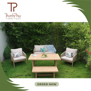 Ensemble de canapé à module en bois d'acacia au design contemporain du fabricant vietnamien Ensemble de jardin confortable et peu encombrant pour hôtels en plein air - Product Image 4