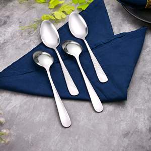 Ensemble de 4 cuillères en acier inoxydable argenté au design moderne et majestueux, finition miroir, pour les occasions festives - Product Image 5