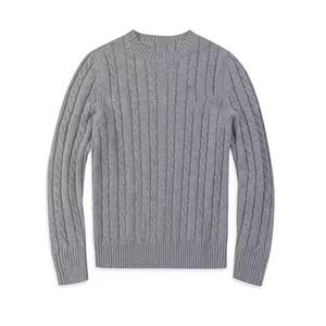 Wholesales Winter <b>Sweater</b> Long Sleeved Round Neck Cotton <b>Cable</b> Stitch <b>Knitting</b> Shirt Heat tech Thickened <b>Sweater</b> OEM - Product Image 2