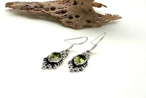 Handmade Classical Sterling Silver Drop <b>Earrings</b> with <b>Peridot</b> Gemstone Boho Style Women's Jewelry for Party & Wedding Gift - Product Image 2