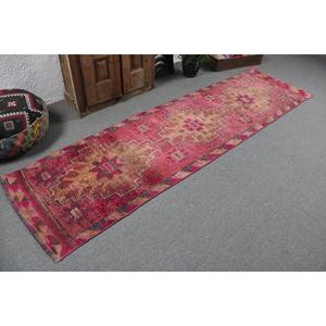 2.6x9.7 ft Herki Turkish Rug <b>Red</b> Patchwork Eco-Friendly Traditional Rug with Latex Backing <b>Wool</b> - Product Image 2