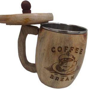 Tasse à thé ou à café en bois avec couvercle pour boissons froides et chaudes - 130 ml - Bois de sheesham massif (mat) - Product Image 3