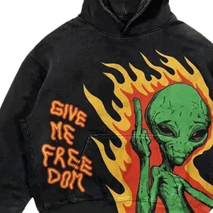 Vente en gros de sweats à capuche surdimensionnés avec logo personnalisé 100% coton polaire pour hommes brodés avec épaules tombantes sweats streetwear écologiques - Product Image 6