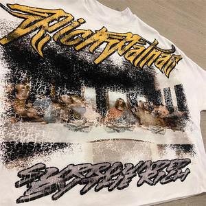 Boxy Hip Hop 250 Gsm T-shirt homme surdimensionné de luxe personnalisé Streetwear Drop Graphic Heavyweight Blank Cotton Polyester/Cotton - Product Image 5