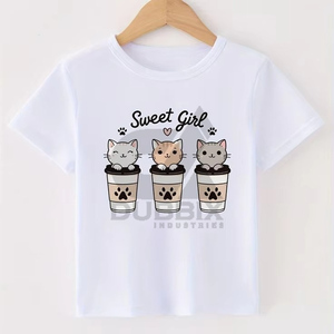 Camiseta de Manga Corta con Logotipo Personalizado, 100% Algodón, Camisetas Blancas para Niños y Niñas al por Mayor - Product Image 1