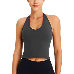 Women Tank Tops Lightweight Breathable Compression Fitness Summer Bounce Control Supportive Elastic Deep V Halter Neck Yoga Tops - Product Image 5