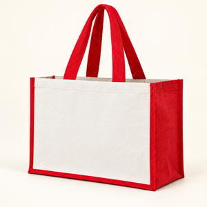 Bolsa de Yute Laminado Rojo 16x13x6 con Asa, Personalizable con Logotipo, Reutilizable, para Regalos, con Refuerzo Lateral, Impresión DTF, PriGlob - Product Image 2