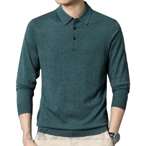 Pull-over décontracté pour homme en coton tricoté 100 %, à manches longues, imprimé uni, avec poche à revers, anti-plis, idéal pour l'automne - Product Image 3