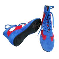 Chaussures de lutte Sambo personnalisées avec logo rouge et bleu, en cuir et daim, semelles intérieures en EVA, été/hiver, à lacets