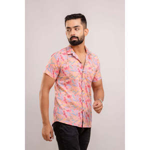 Chemise décontractée en coton pour homme, imprimé floral rose, manches courtes, respirante, en popeline tissée satinée, tailles XL à 6XL, style occidental - Product Image 4