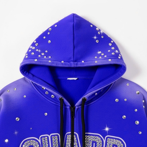 Sweat à capuche surdimensionné lavé avec strass de qualité supérieure du fabricant pakistanais 100% coton pour adultes Logo personnalisable motif solide - Product Image 3