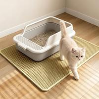 Tapis de litière pour chat noir et gris, imperméable, en silicone, facile à nettoyer, antidérapant, résistant à l'urine, pour litière de chat, tapis pour chiens et animaux de compagnie