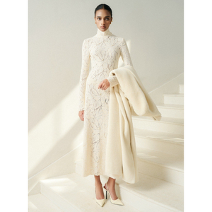 Robe longue pour femme de qualité supérieure STELLA EMB LACE MIDI DRESS Cousue à la main sur toute la surface Vêtements décontractés pour femmes Fabricant vietnamien - Product Image 1