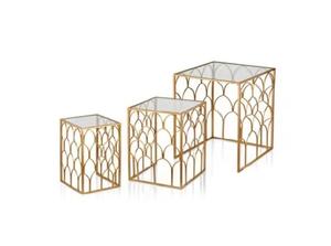 Mesa auxiliar de aluminio y hierro de lujo, Tapa Rectangular, diseño único para sala de estar y dormitorio - Product Image 3