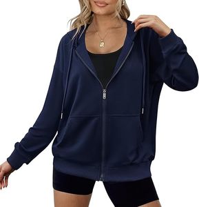 Women's Lightweight <b>Hoodies</b> Full Zip Up Oversized Sweatshirts with Pockets Long Sleeve <b>Thin</b> Casual Hooded Jackets - Product Image 5