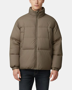 Nouvelles vestes matelassées en duvet pour hommes à col montant et fermeture éclair intégrale, couleur unie, logo personnalisé, fabrication par Antique Fashion - Product Image 1