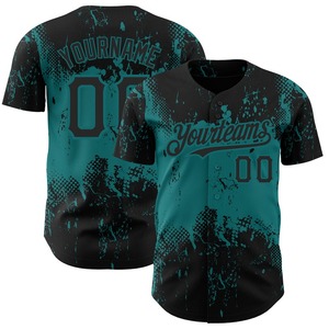 Pakistán ropa deportiva industria personalizada negro verde azulado 3D patrón diseño abstracto salpicadura Grunge arte auténtico béisbol Jersey - Product Image 1