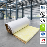 Couverture en laine de verre ignifuge haute densité pour isolation thermique des toits et des murs R3.2, avec face blanche
