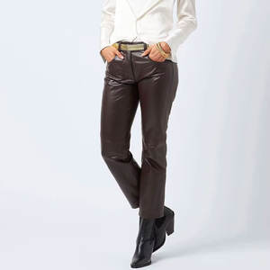 Pantalons en cuir pour femmes, style urbain, nouvelle collection, devant plat, service OEM, fabrication en usine avec options personnalisables - Product Image 4