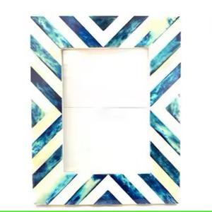 Handmade Bone Inlay Picture <b>Frame</b> in Green and White Ethnic Style Decorative <b>Photo</b> <b>Frame</b> <b>for</b> Tabletop Home Interior - Product Image 1