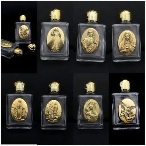 Bottiglia d'acqua santa in metallo dorato da 15 ml, incisa, con perline decorative creative <span class=keywords><strong>e</strong></span> contenitore in lega di vetro cristallo - Product Image 6