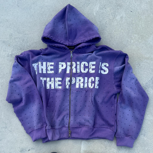 Sudadera con capucha de algodón pesado de felpa francesa, personalizada, ecológica, con cremallera completa, efecto desgastado, pedrería y lavado a la piedra, estilo corto, para invierno - Product Image 5