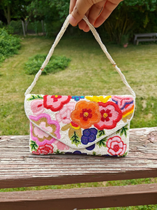 คลัทช์ลูกปัดสีนีออนทำด้วยมือคลัทช์ลูกปัดขาวดำทำด้วยมือโดยแฟชั่นเรืองแสง - Product Image 2