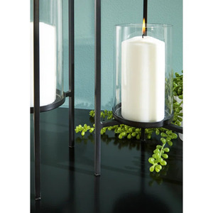 Trending Set of 2 Metal and Glass Tall Black <b>Hurricanes</b> <b>Candle</b> Holders for Wedding Event Party Decoration <b>Hurricanes</b> - Product Image 2