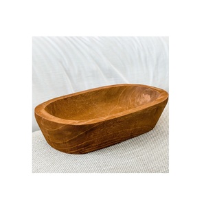 ชามแป้งไม้ธรรมชาติสำหรับตกแต่งโต๊ะในครัวแบบยังไม่เสร็จชามไม้ - Product Image 3