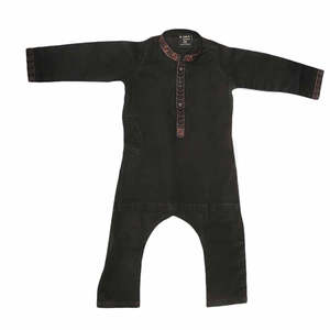 Costume Shalwar brodé pour garçons - Noir - Product Image 3