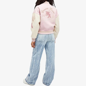 Haute qualité femmes coupe-vent varsité veste coton polaire Baseball conception patchs brodés culture Chenille Bomber veste - Product Image 3