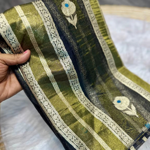 Último deslumbrante diseñador indio último tradicional Banrasi seda Saree exclusivo elegante fiesta nupcial boda desgaste para mujeres niñas - Product Image 1