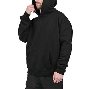 Luxe plaine haute qualité Baggy sweat à capuche blanc sans ficelle éponge française 100% coton surdimensionné lourd sweat à capuche court hommes - Product Image 1
