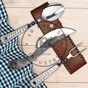 Ensemble de couverts professionnels forgés écologiques avec manche martelé pour restaurant et usage domestique – Fournisseur B2B – Fourchette et cuillère en acier inoxydable - Product Image 3