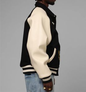 Chaqueta Universitaria de Lana para Hombre, Estilo Bomber, con Parches de Béisbol, Bordado de Chenilla Personalizado con Logotipo Escolar o Universitario - Product Image 4