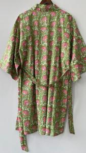 Kimono con estampado de bloques de algodón puro Kaftan Oriental Robe Festival Ropa Kimono de algodón Robe - Product Image 5