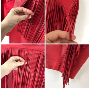 Ventes en gros OEM, nouvelles vestes d'hiver en cuir de mouton à franges tendance pour femmes, taille plus - Product Image 5