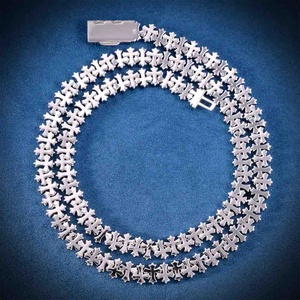 Collier en alliage plaqué argent en laiton plaqué or 14 carats avec croix et lien infini serti de diamants de 8,5 mm pour hommes, hindouisme - Product Image 2