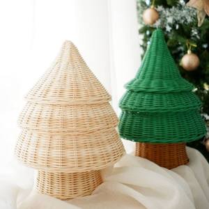 Xmas Noel Holiday Ornaments Handcrafted Green Rattan Tree Shape <b>Decoration</b> Hot Trend <b>Other</b> <b>Christmas</b> <b>Decorations</b> - Product Image 4