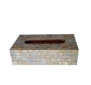 Cajas de pañuelos de nácar altamente duraderas, diseño moderno para decoración de mesa, artículos de mesa de arte indio, embalaje con logotipo personalizado - Product Image 2