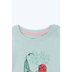 เสื้อยืดกราฟิกสีเขียวอ่อนสำหรับเด็กผู้หญิงพิมพ์โลโก้แบบกำหนดเองสไตล์แฟชั่นลำลองผ้าคอตตอนนุ่มสำหรับเด็กในฤดูใบไม้ผลิ - Product Image 2