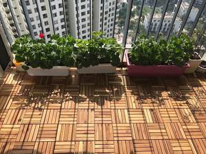 Tuiles de terrasse en bois d'acacia de conception moderne 300x300x24mm Utilisation extérieure de haute qualité sans noeud avec la finition durable d'huile rentable - Product Image 2