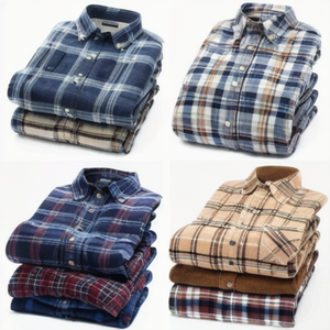 Chemises en flanelle à manches longues style décontracté pour hommes coupe régulière teint en fil avec motif à carreaux brodés et fermeture à boutons - Product Image 2