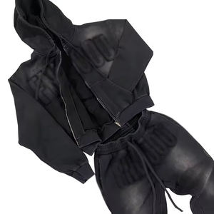 Conjunto Deportivo Premium para Hombre, Sudadera con Capucha y Pantalones Jogger, Color Negro, Invierno, Transpirable, Felpa de Algodón, Corte Regular - Product Image 2