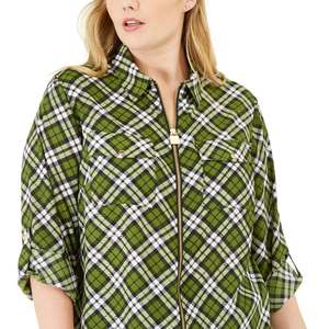 Camicetta in chiffon verde a quadri con dog tag in stile western primaverile, taglia XL (Extra Large) per donna Michael Kors, con pizzo, OEM - Product Image 2