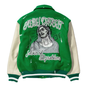 Veste Letterman Varsity de haute qualité pour hommes Veste de baseball brodée de style de rue Veste en cuir fabriquée confortable - Product Image 2
