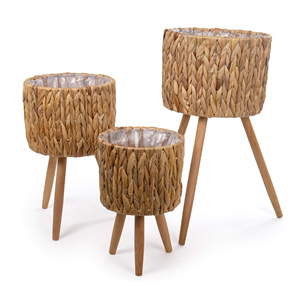 Jardinières en jacinthe d'eau tissées à la main, décoration de jardin, vente en gros, matériau naturel - Product Image 2