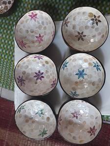 Luxury <b>bamboo</b> coconut <b>bowl</b> with mother of pearl lacquer for serving food decor gifts handmade eco material crafted in Vietnam - Product Image 3