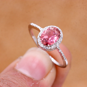 Natural Tourmaline Oval Shape Gemstone and Cubic Zircon Gemstone 925 Sterling <b>Silver</b> Handmade Ring Jewelry for Wholesale - Product Image 6